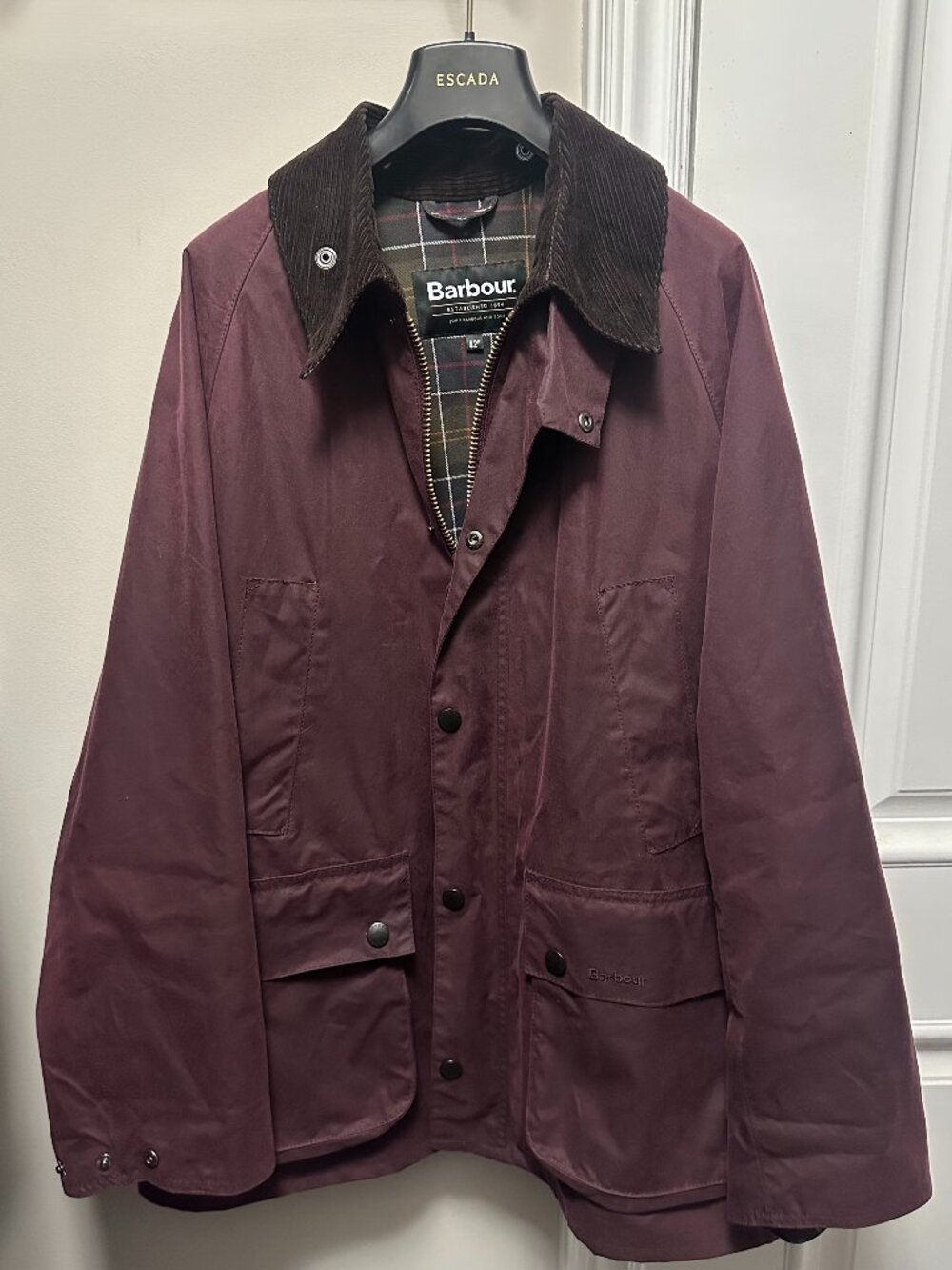 Barbour Oversized Bedale Jacket in Bordeaux/Burgundy. Size 42”